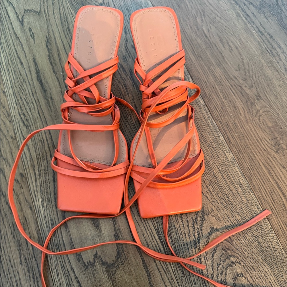 ASOS Design Orange Strappy Heels